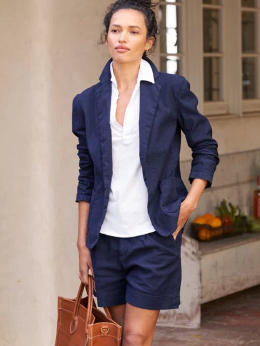 Frank & Eileen Dublin Tailored Blazer Italian Performance Linen Navy